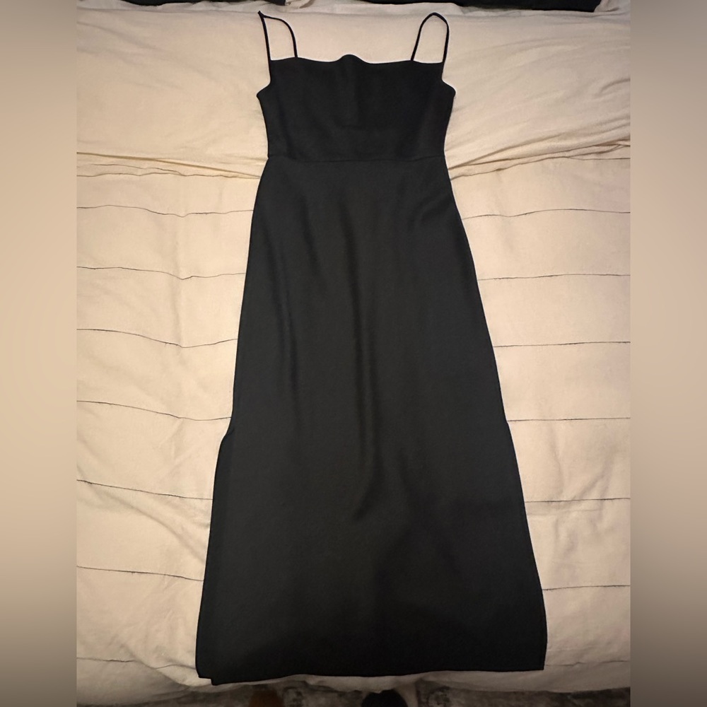 Sachin & Babi black satin cowl neck dress